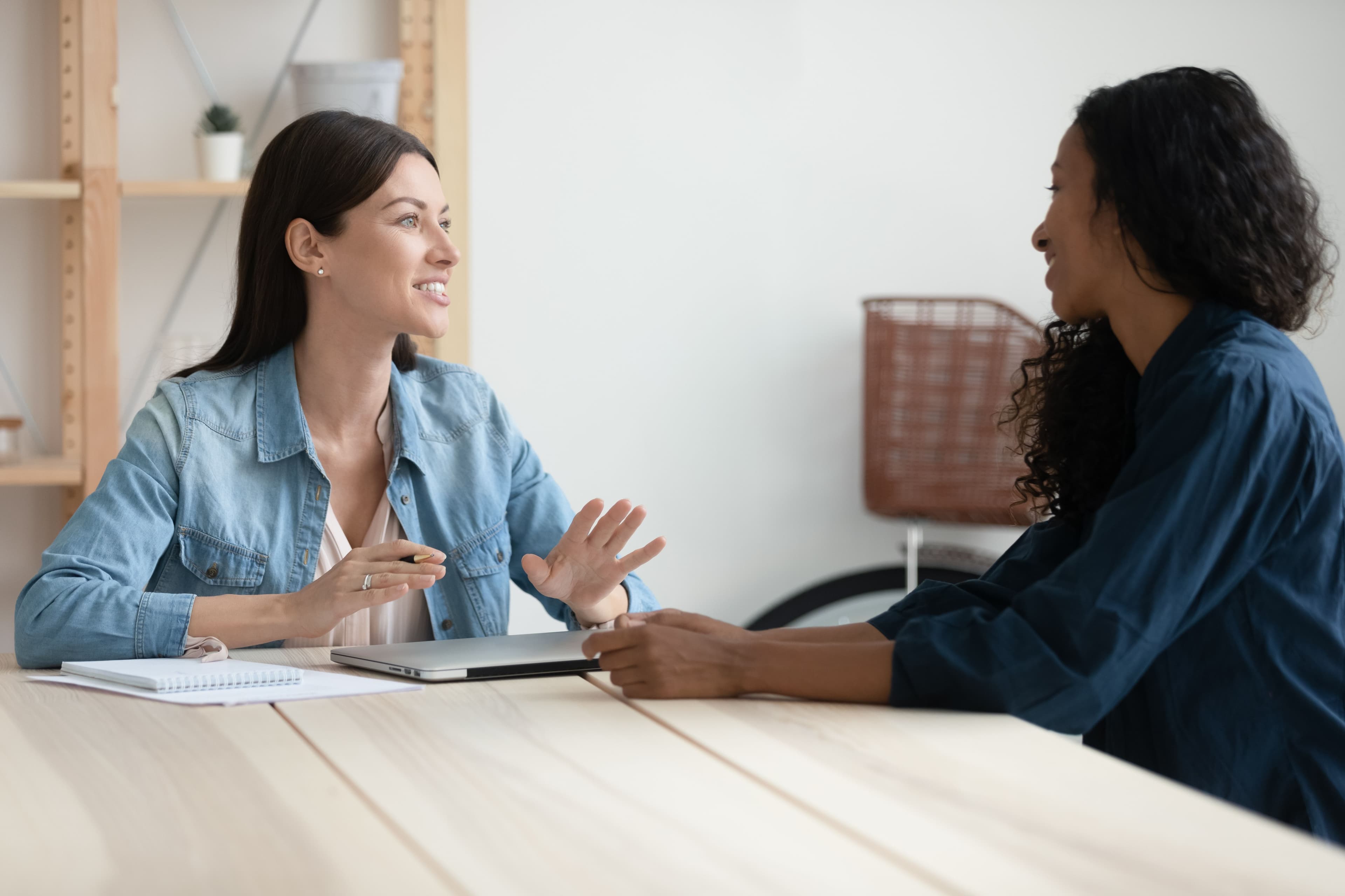 People having a conversation at a table